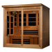 Golden Designs Monaco Limited Edition 6-person Near Zero EMF FAR Infrared Sauna front view angled left