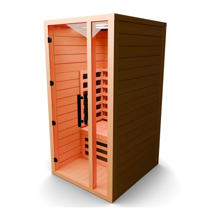 Medical Saunas Medical 4 Ultra Full Spectrum Infrared Sauna front view angled left slight overhead angle white background