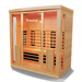 Medical Saunas Medical 6 Ultra Full Spectrum Sauna front view angled left warm internal lights on