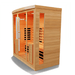 Medical Saunas Medical 6 Ultra Full Spectrum Sauna front and right side view warm internal lights on