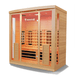 Medical Saunas Medical 6 Ultra Full Spectrum Sauna front view angled slightly left warm internal lights on