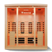 Medical Saunas Medical 6 Ultra Full Spectrum Sauna front view with sight of ceiling and floor and warm internal lights on