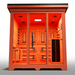 Medical Saunas Nature 8 Plus Outdoor Infrared and Steam Sauna front view upward angle orange affect from lighting inside