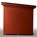 Medical Saunas Nature X Outdoor Infrared and Steam Sauna image of one side from the outside showing horizontal wood plank appearance and side of flat roof sloping down from left to right