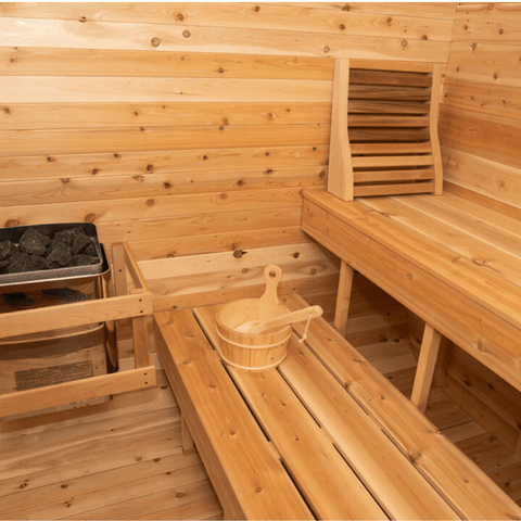 Dundalk Luna Sauna inside 2 benches and heater