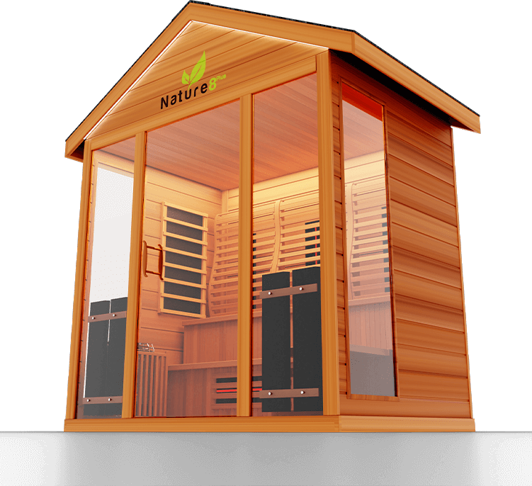 Medical Saunas Nature 8 Plus Outdoor Infrared and Steam Sauna front view upwards