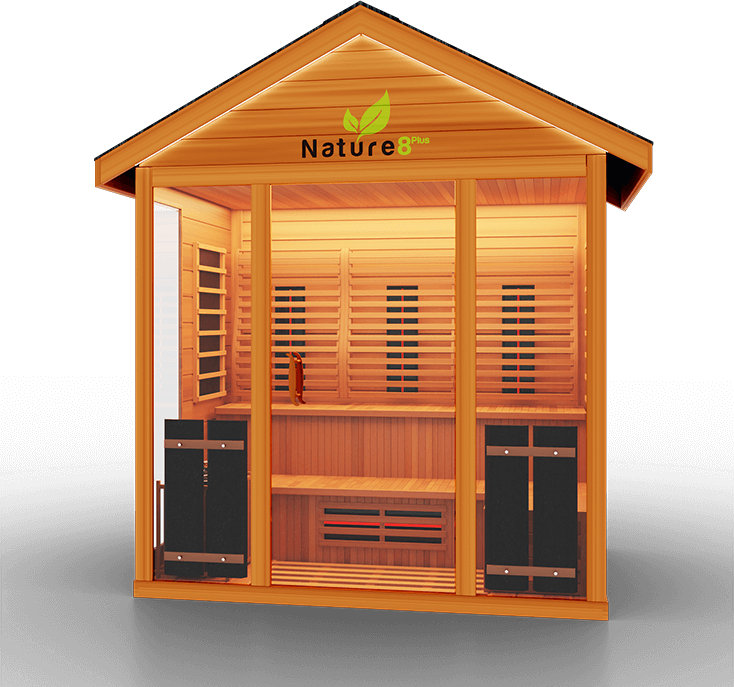 Medical Saunas Nature 8 Plus Outdoor Infrared and Steam Sauna front view angled