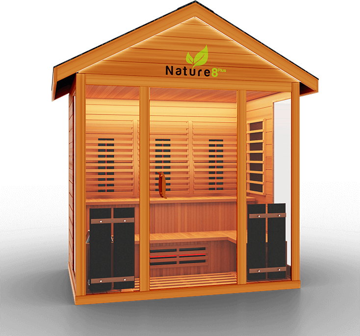 Medical Saunas Nature 8 Plus Outdoor Infrared and Steam Sauna front view angled