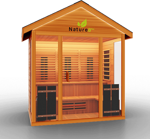 Image of Medical Saunas Nature 8 Plus Outdoor Infrared and Steam Sauna front view angled