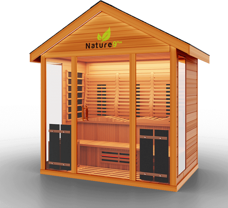 Medical Saunas Nature 9 Plus Outdoor Infrared and Steam Sauna front view angled
