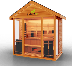 Medical Saunas Nature 9 Plus Outdoor Infrared and Steam Sauna front view angled