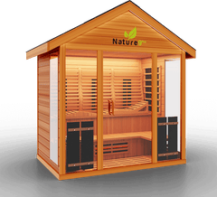 Medical Saunas Nature 9 Plus Outdoor Infrared and Steam Sauna front view angled