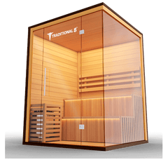 Medical Saunas Traditional 8 Plus Steam Sauna front corner view angled upwards