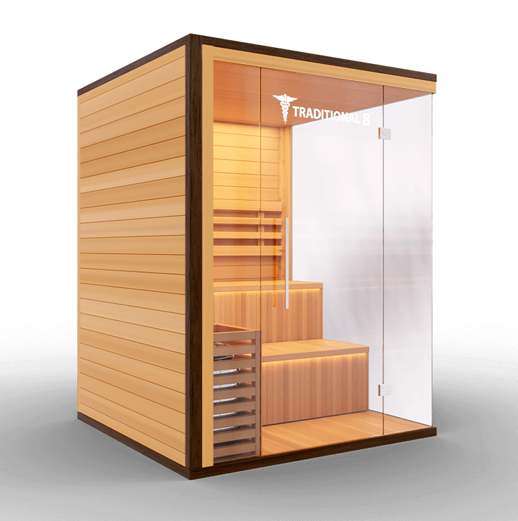 Medical Saunas Traditional 8 Plus Steam Sauna front view angled